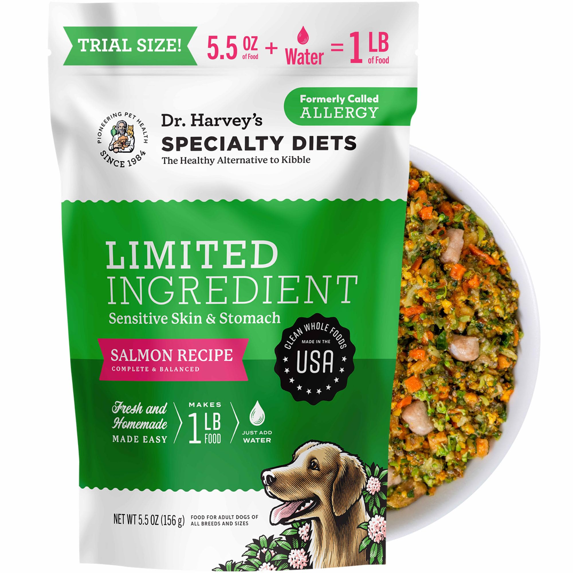 Dr. Harvey's emballage d'essai saumon montrant format pratique et naturel