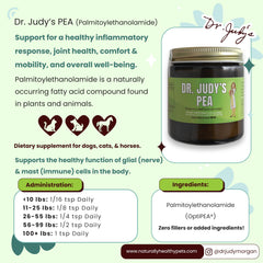 Dr. Judy Morgan's Naturally Healthy Pets pot 40g posé à côté d'une cuillère pour évaluer dosage