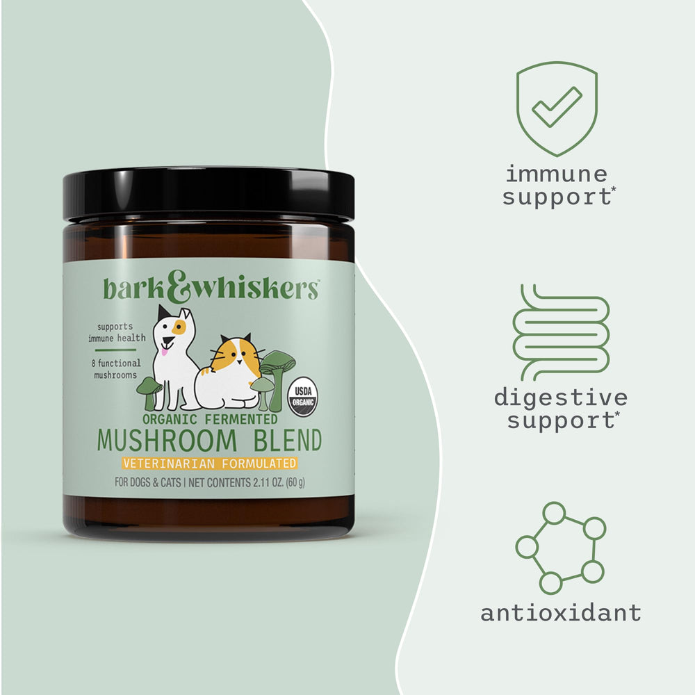 Dr. Mercola Bark & Whiskers cuillère indiquant 60 doses pour connaître la durée