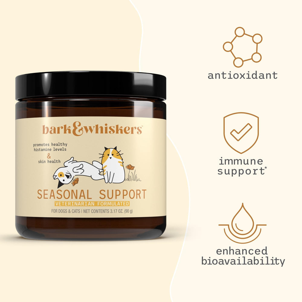 Dr. Mercola étiquette Bark & Whiskers liste d'ingrédients vantant formule vétérinaire