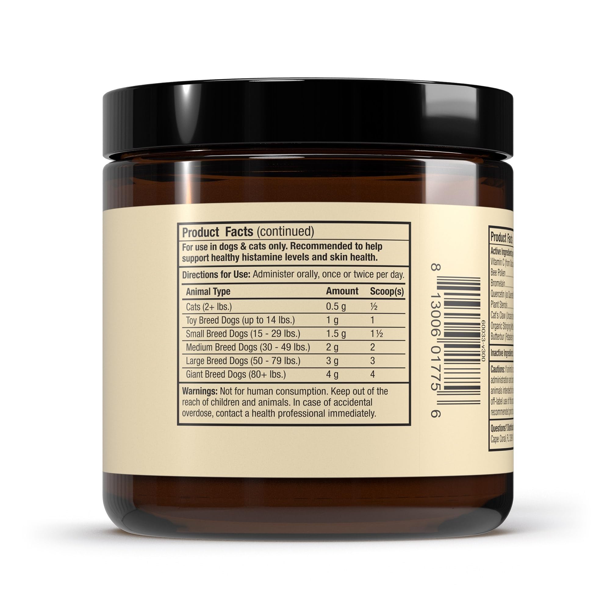 Dr. Mercola cuillère doseuse Bark & Whiskers montrant portion pratique pour administration rapide