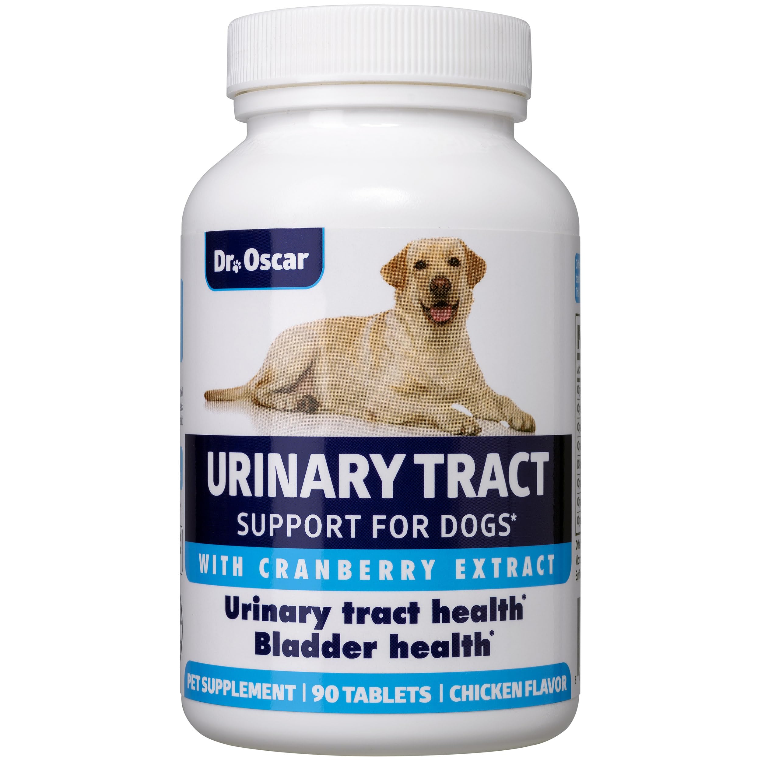 Dr. Oscar emballage avant montrant 90 comprimés pour soutien urinaire du chien