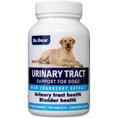 Dr. Oscar emballage avant montrant 90 comprimés pour soutien urinaire du chien