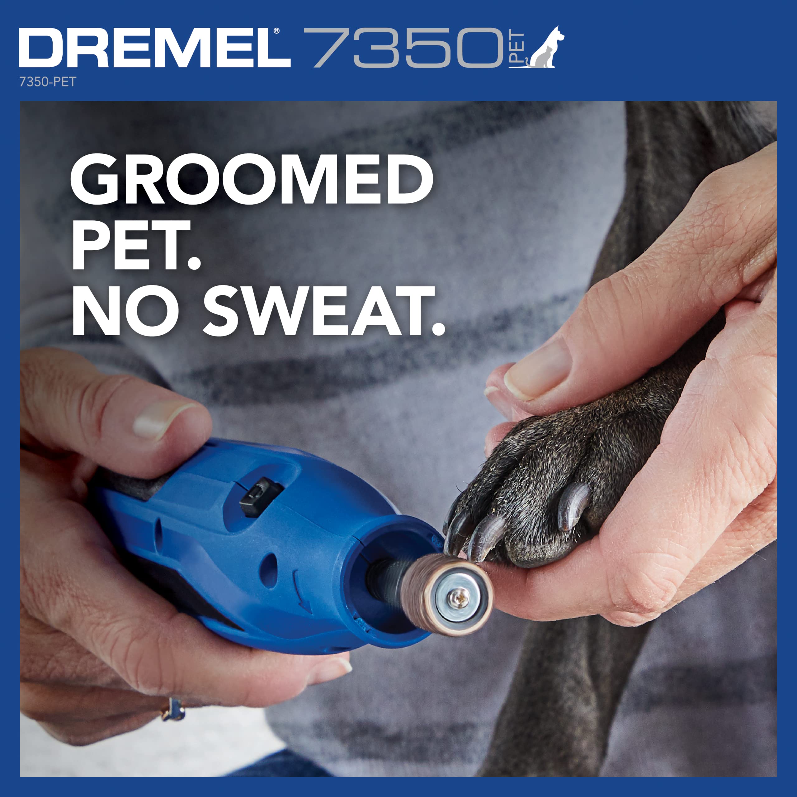 Dremel 7350-PET côte à côte avec une main pour évaluer l'échelle portable
