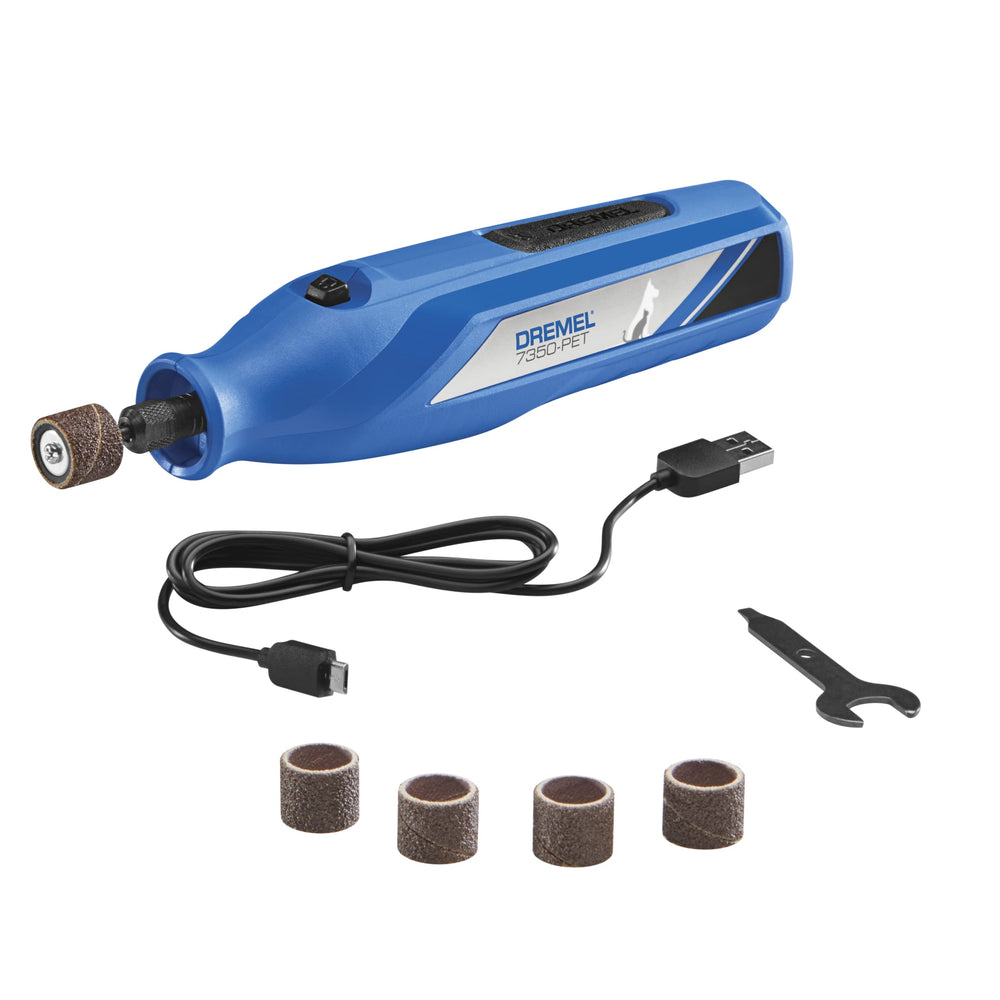 Dremel 7350-PET face avant montrant la tête de meulage et contrôle facile