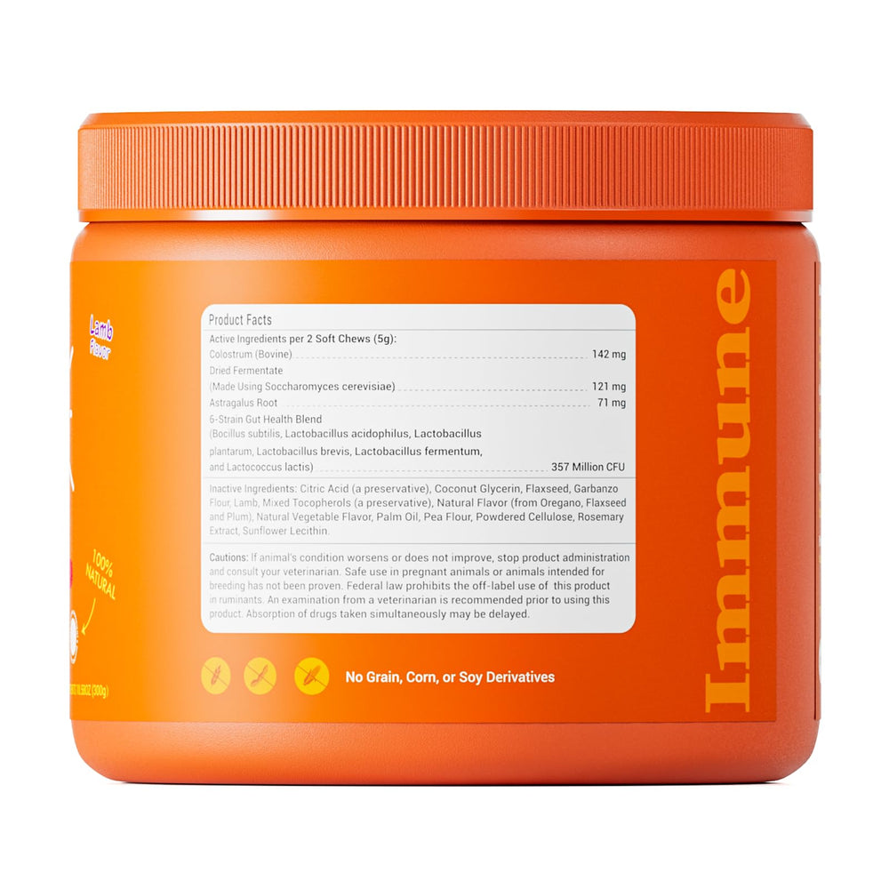 Ingrédients clés Dreress alignés montrant colostrum, astragale et oméga‑3