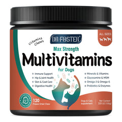 DRFOSTER boîte de 120 friandises poulet montrant l'emballage pratique et sécurisant