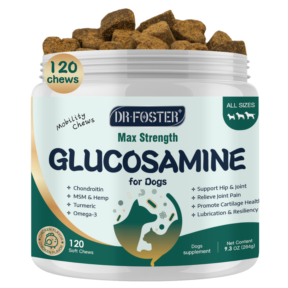 DRFOSTER pot de friandises molles aromatisées poulet pour mobilité