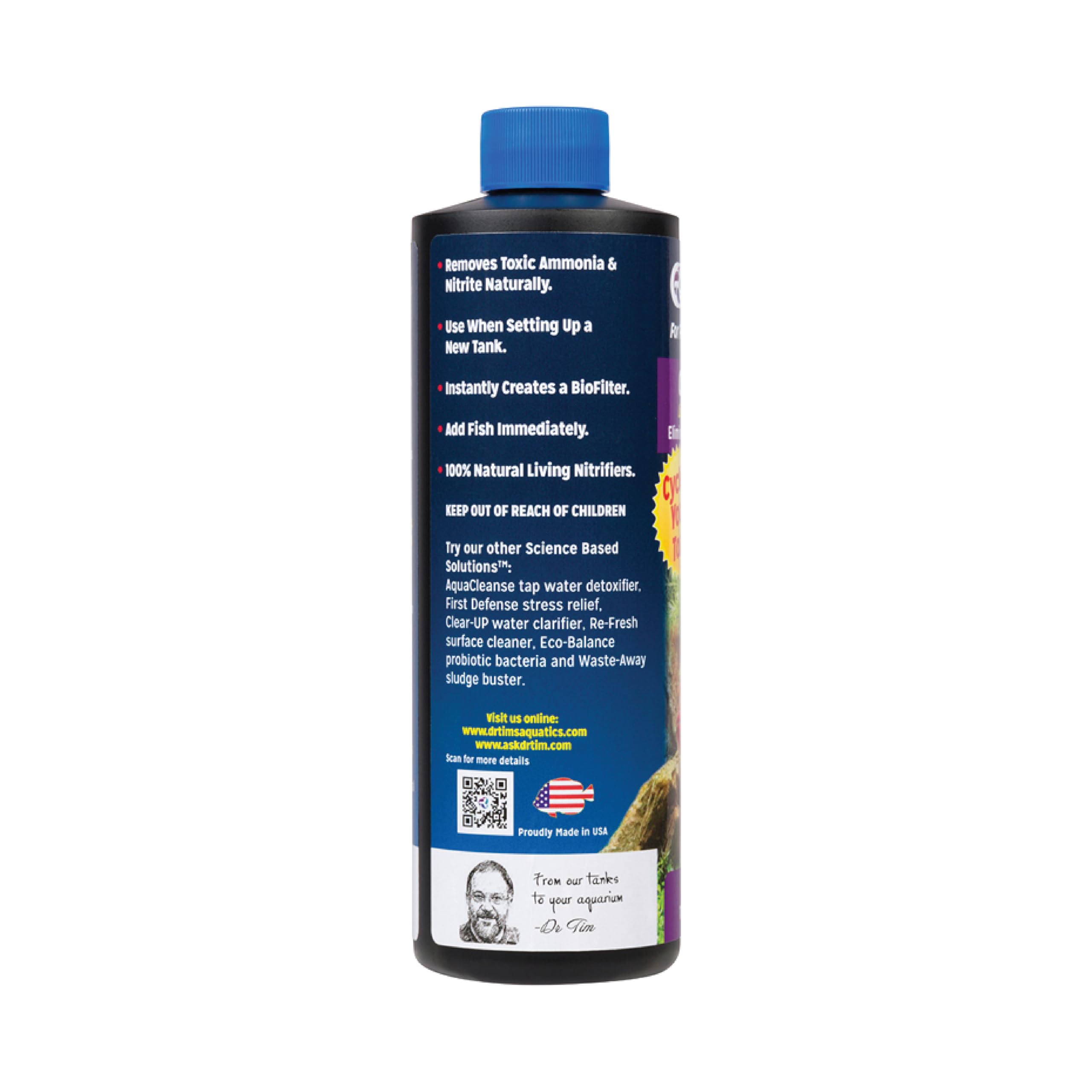 DrTim's Aquatics One & Only versé dans aquarium pour réensemencer filtre et stabiliser eau