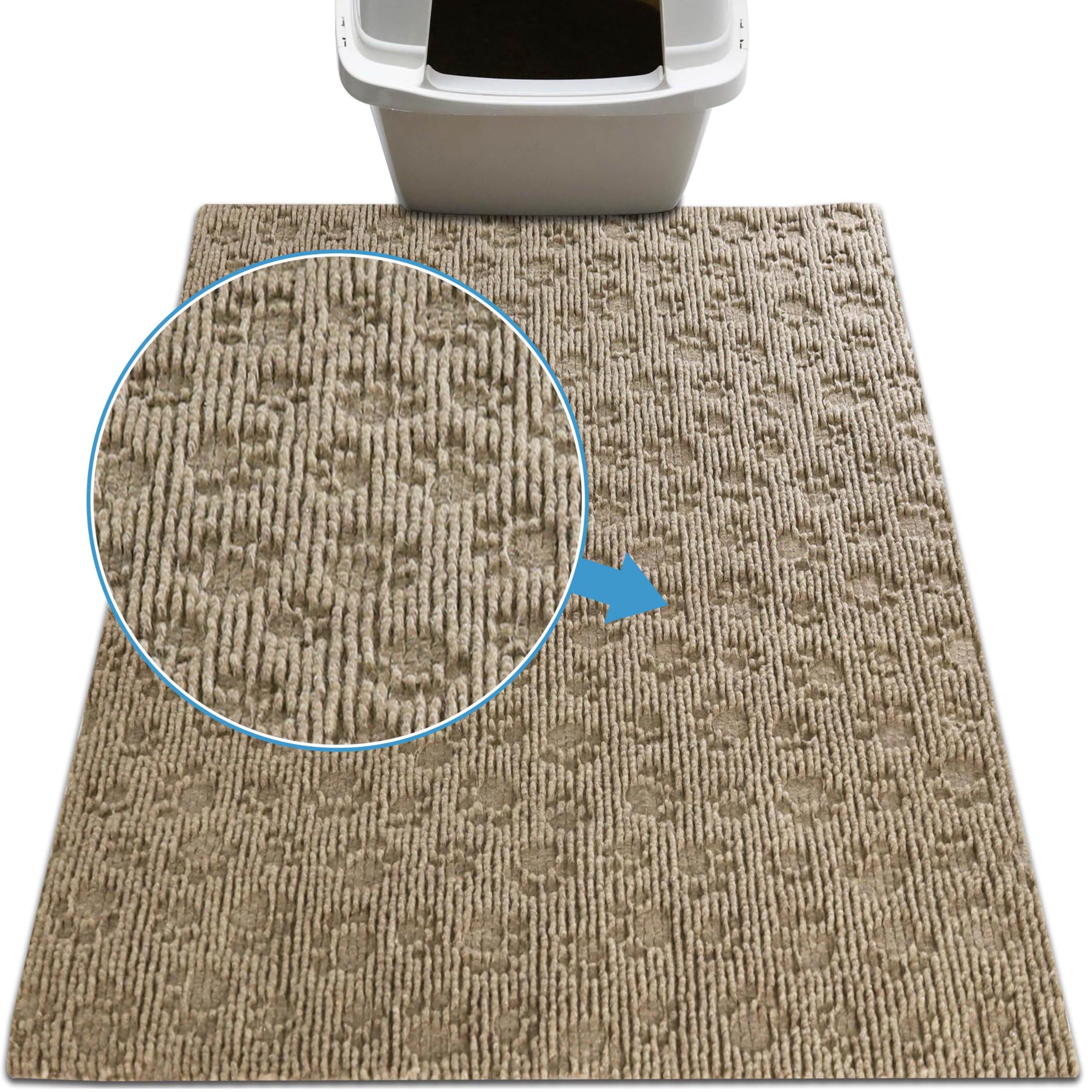 Drymate tapis face avant tan montrant zone de protection large et attrape-litière