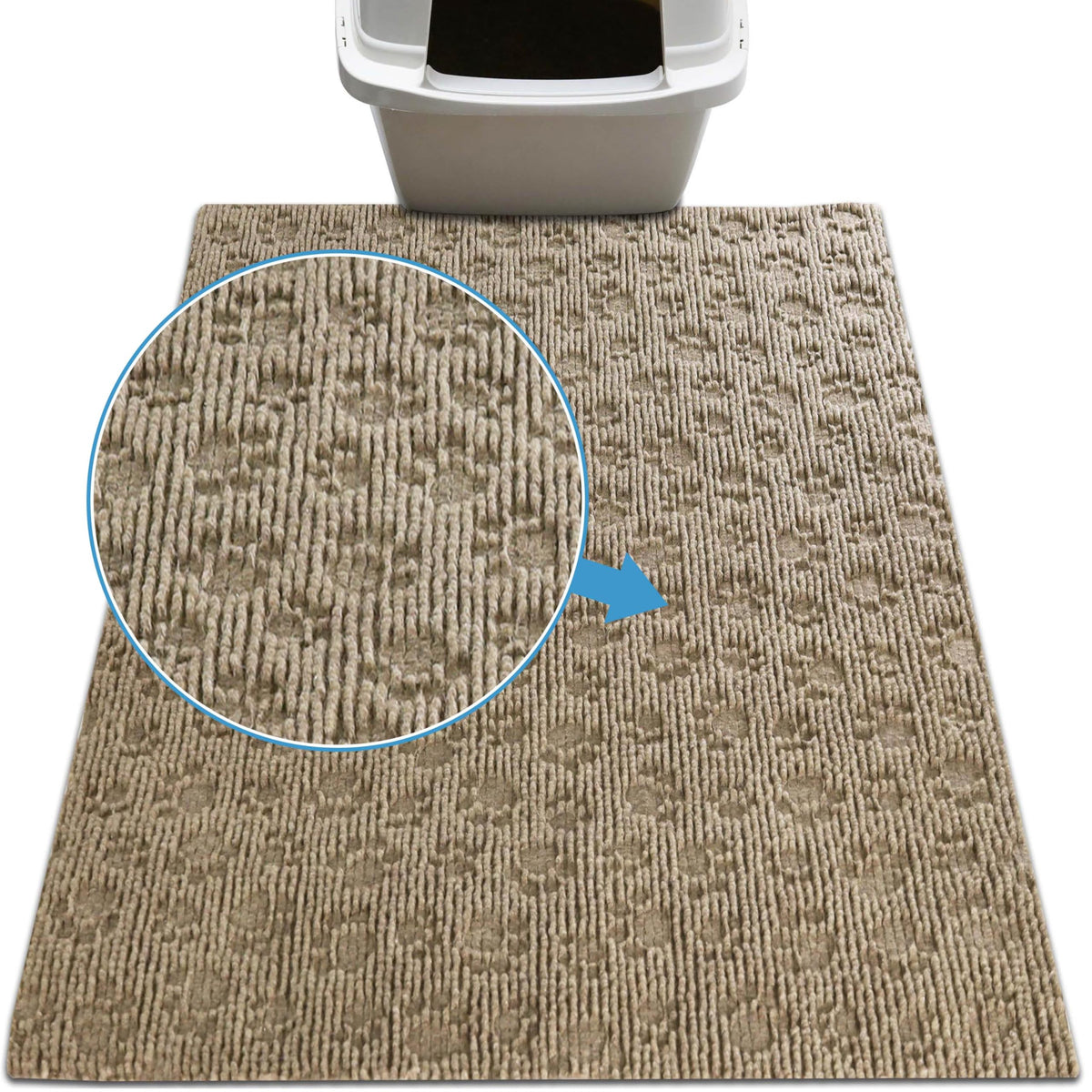 Drymate tapis face avant tan montrant zone de protection large et attrape-litière
