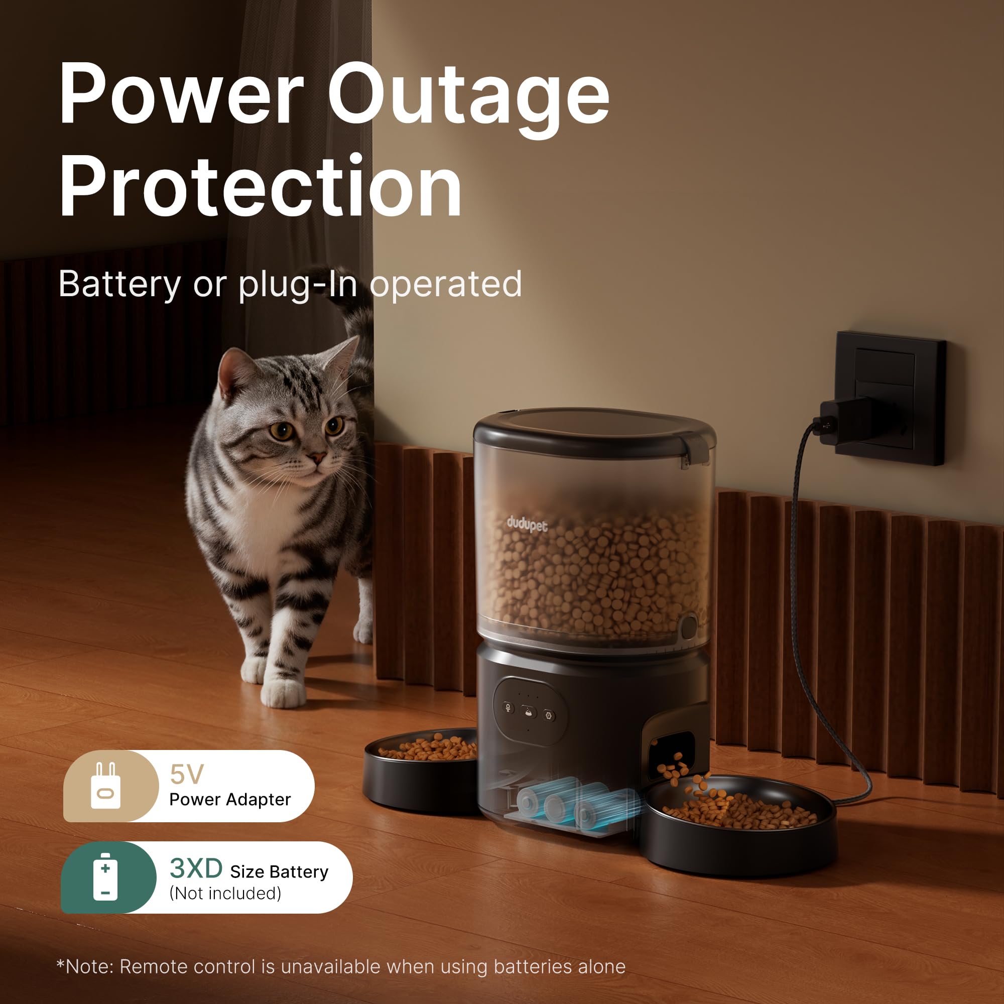 DUDUPET application mobile affichant contrôle WiFi 5G pour alimentation à distance