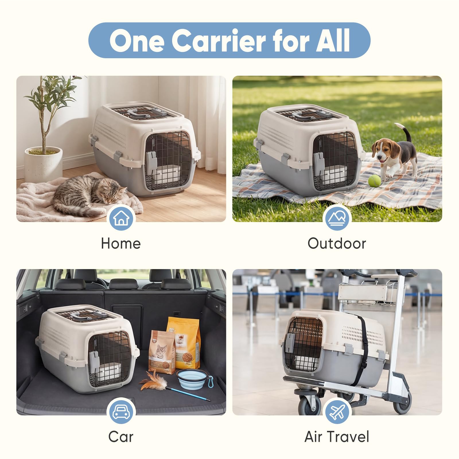 DUMOS transporteur posé en voiture pour voyages calmes et pratiques