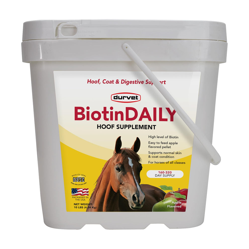 Durvet BIOTIN Daily gros plan des granulés montrant texture appétente pour acceptation