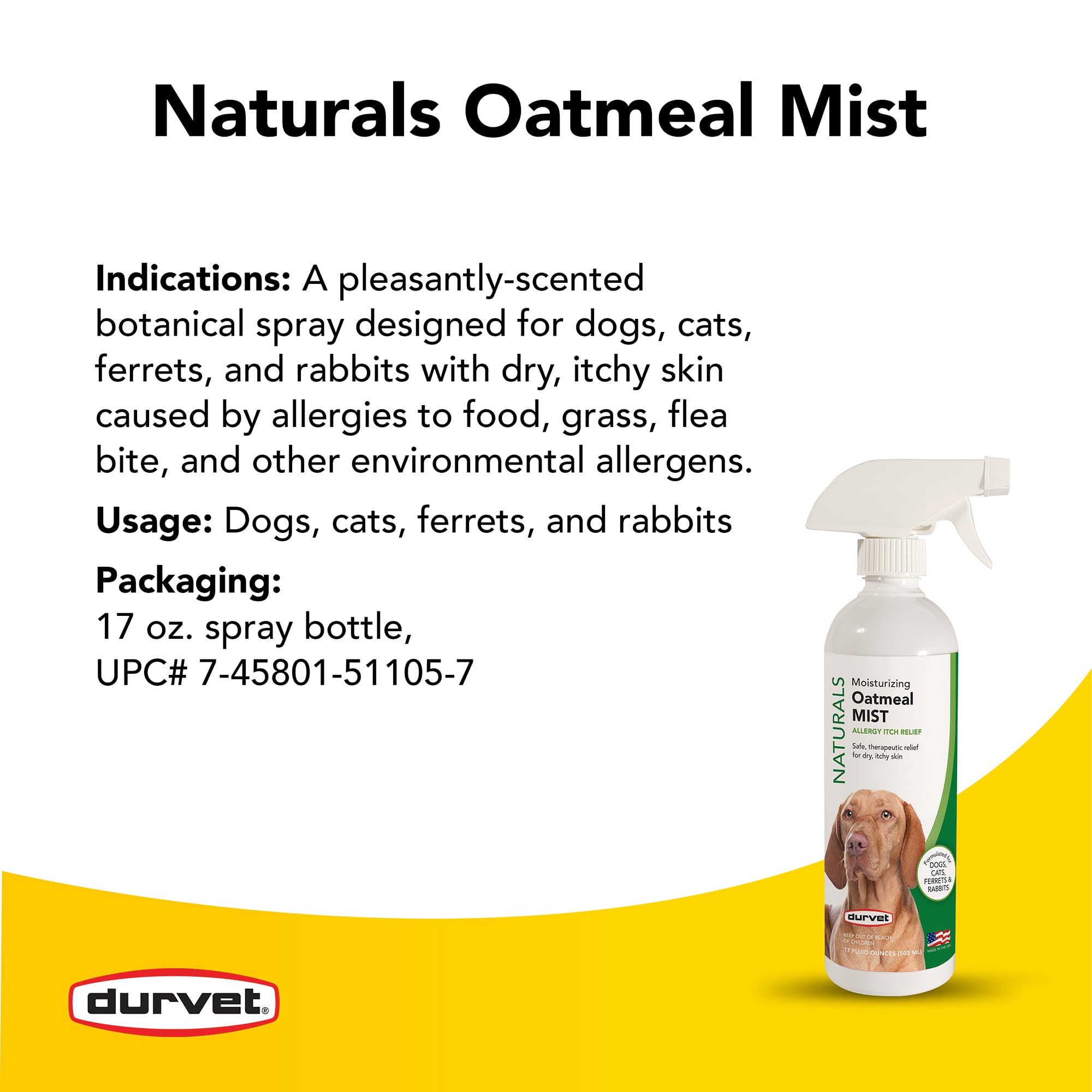 Durvet spray appliqué sur chien pour soulager et rafraîchir