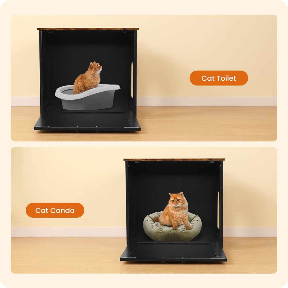 Dwanton chat entrant dans le meuble, espace privé rassurant