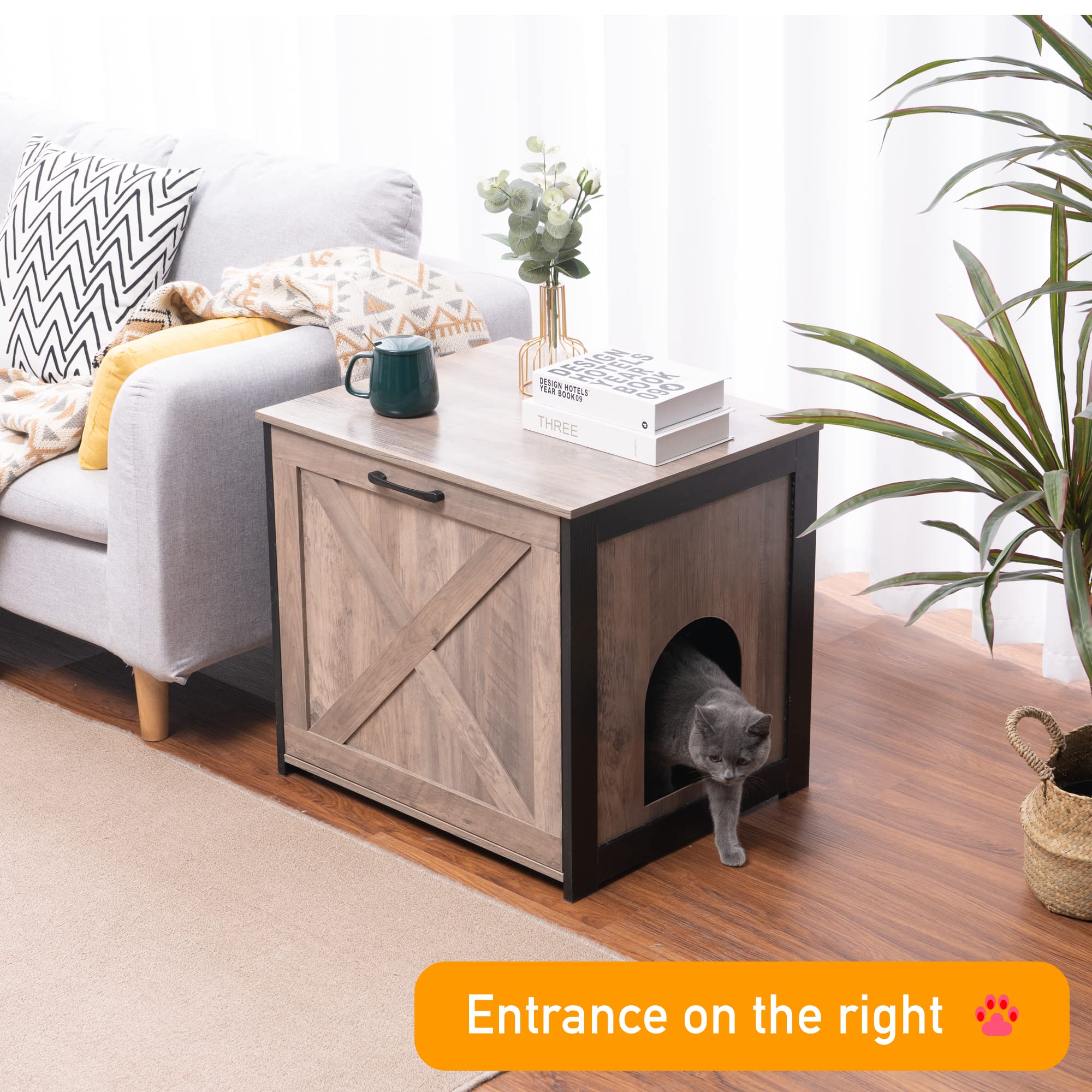 Dwanton meuble litière comparaison taille avec chat montre dimensions utilisables