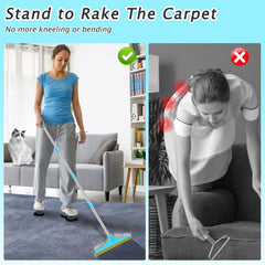 Eaersan utilisé sur tapis avec poils regroupés, nettoie profondément sans aspirateur
