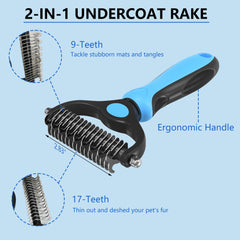EAFBAO râteau double-face montrant 9 et 17 dents pour sous-poil