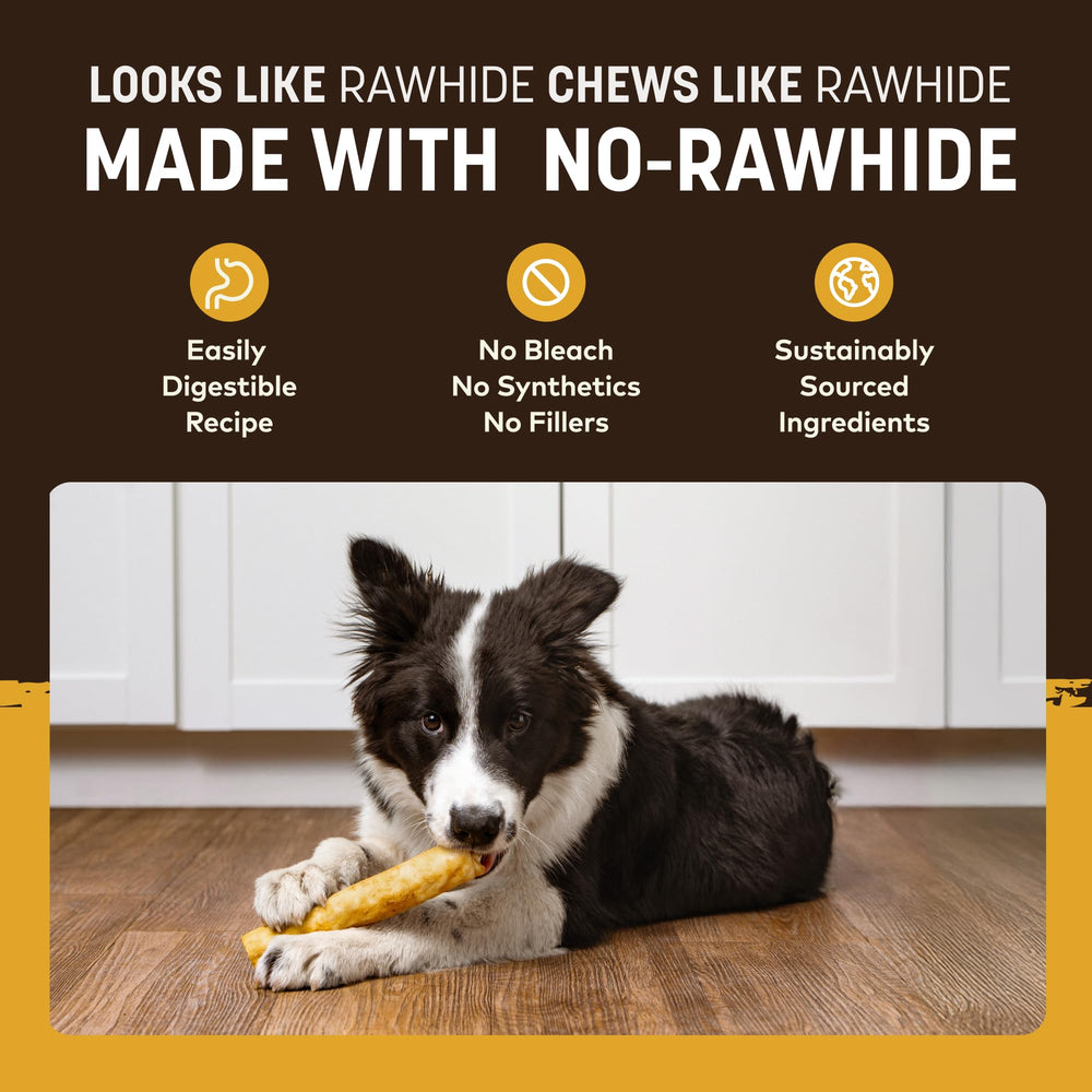 Six chews No Hide Earth Animal disposés montrant quantité du paquet