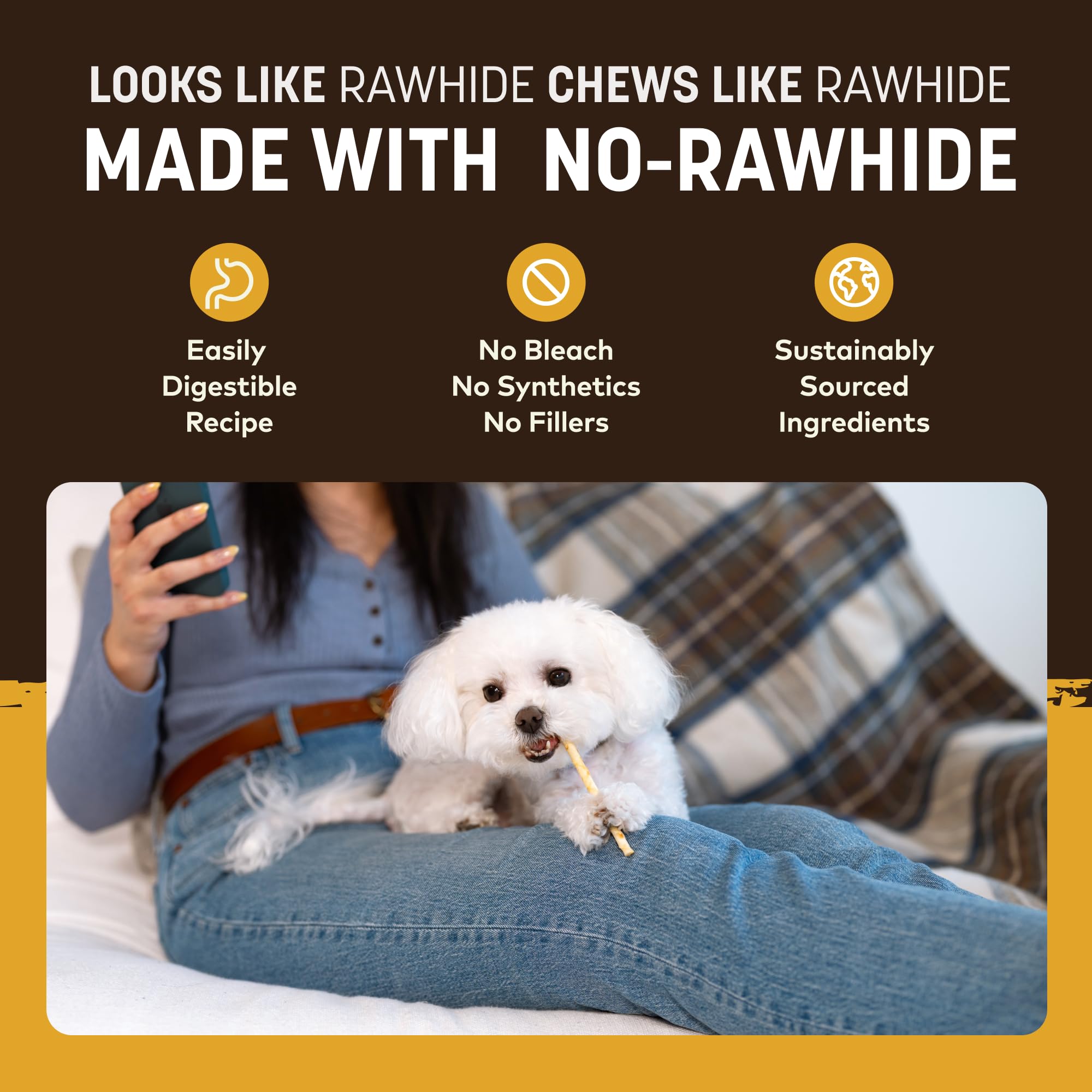 Earth Animal chien mâchant un No Hide Stix, limite ennui et stress