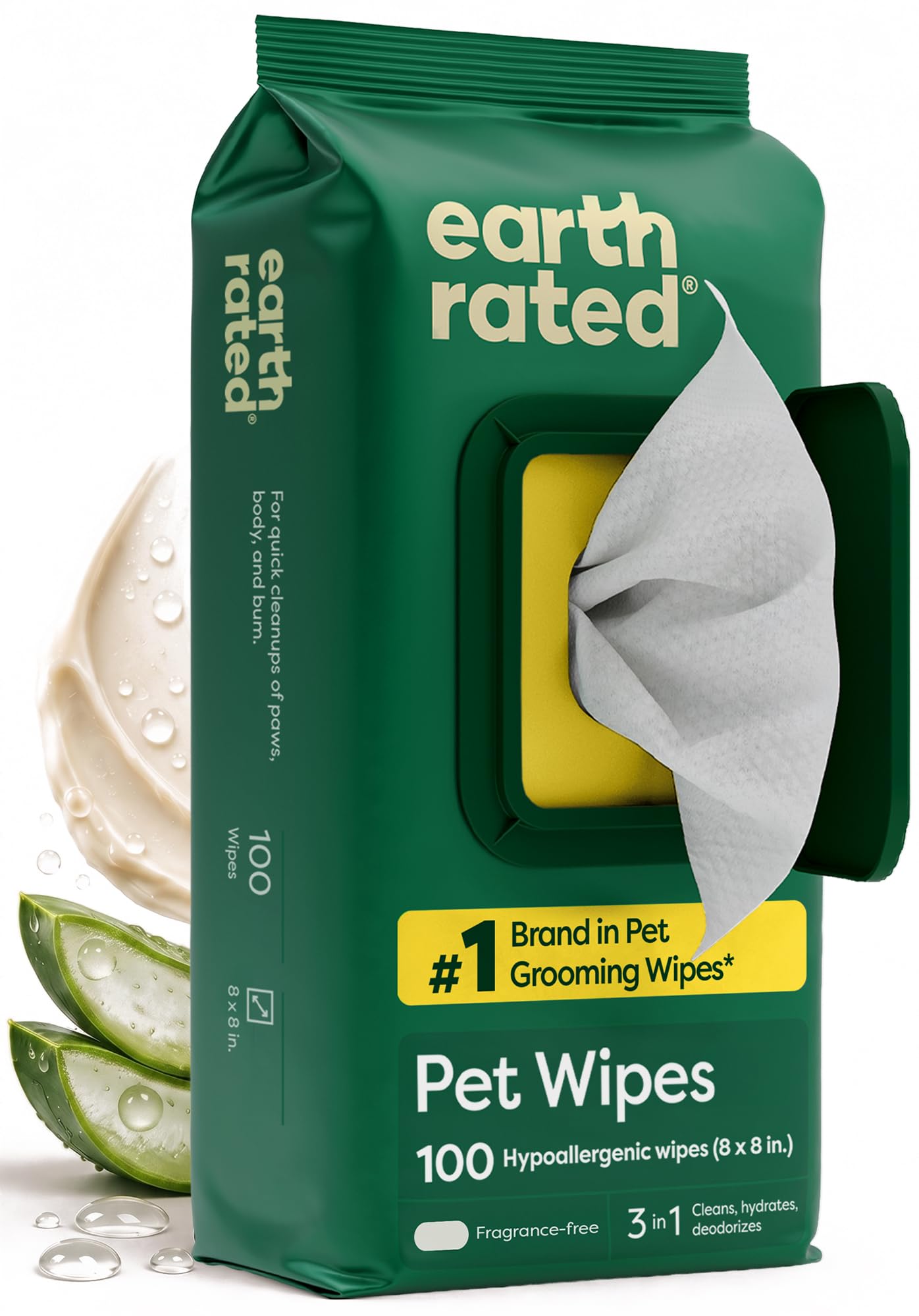 Earth Rated emballage avant montrant format 100 unités et facilité