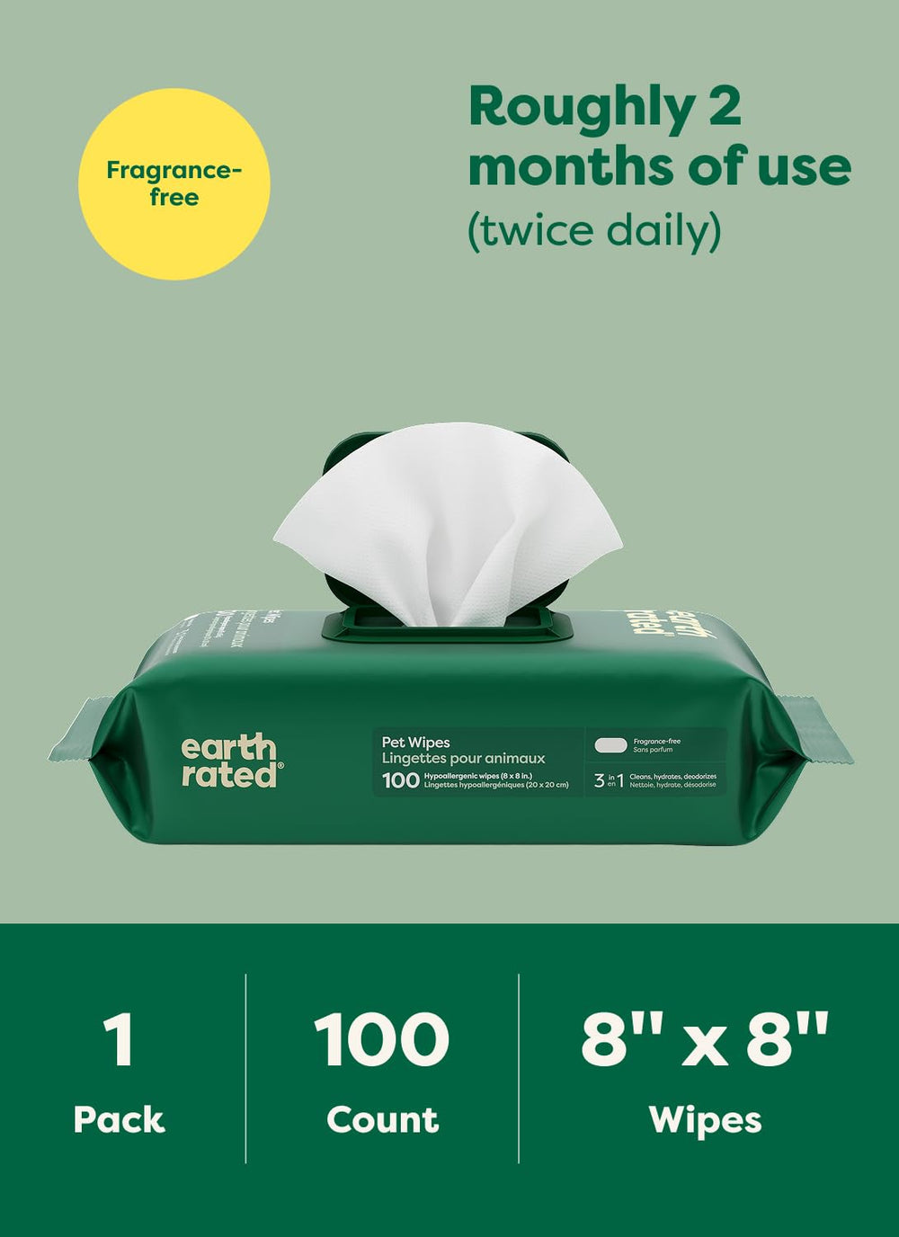 Earth Rated lingettes dans sac de jour pour sorties pratiques