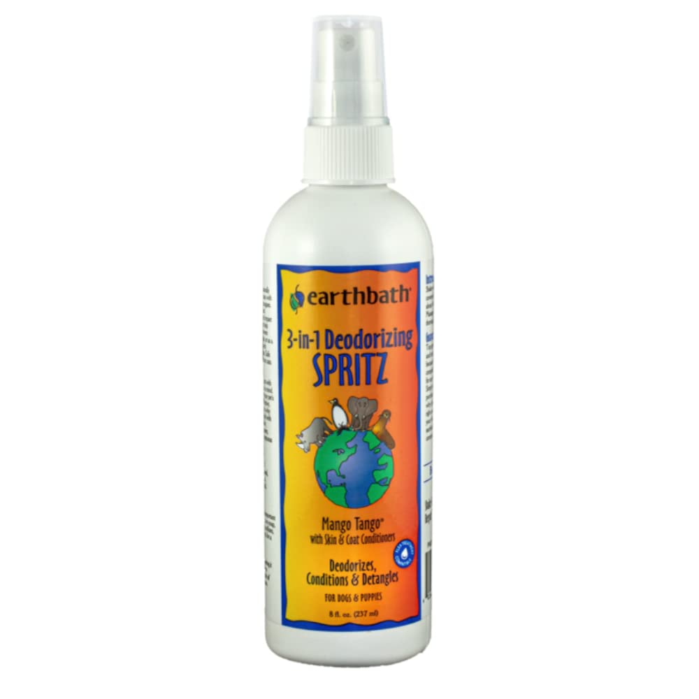 earthbath flacon face montrant l'étiquette parfum mangue et bénéfice fraîcheur