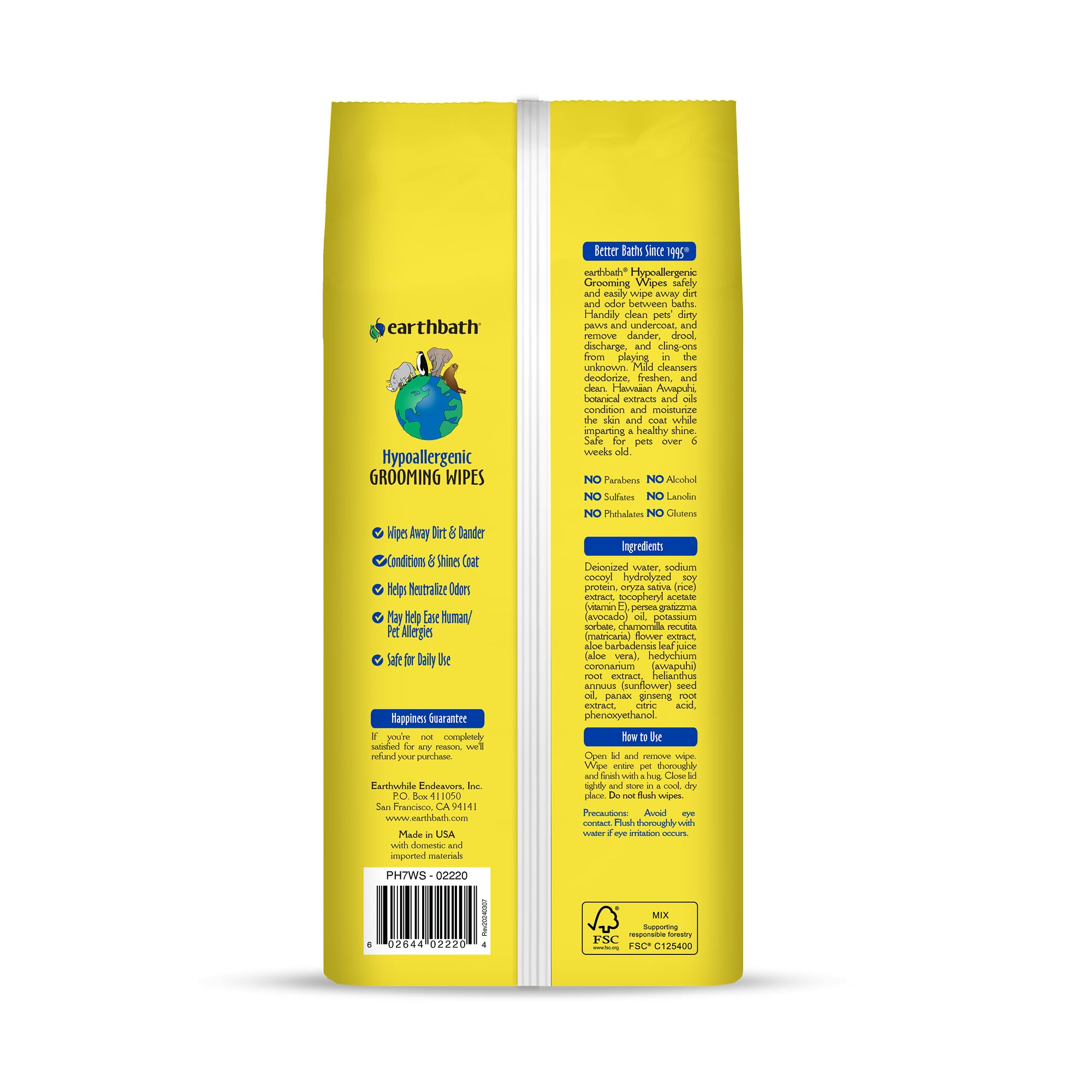 earthbath gros plan sur la texture de la lingette pour un nettoyage efficace