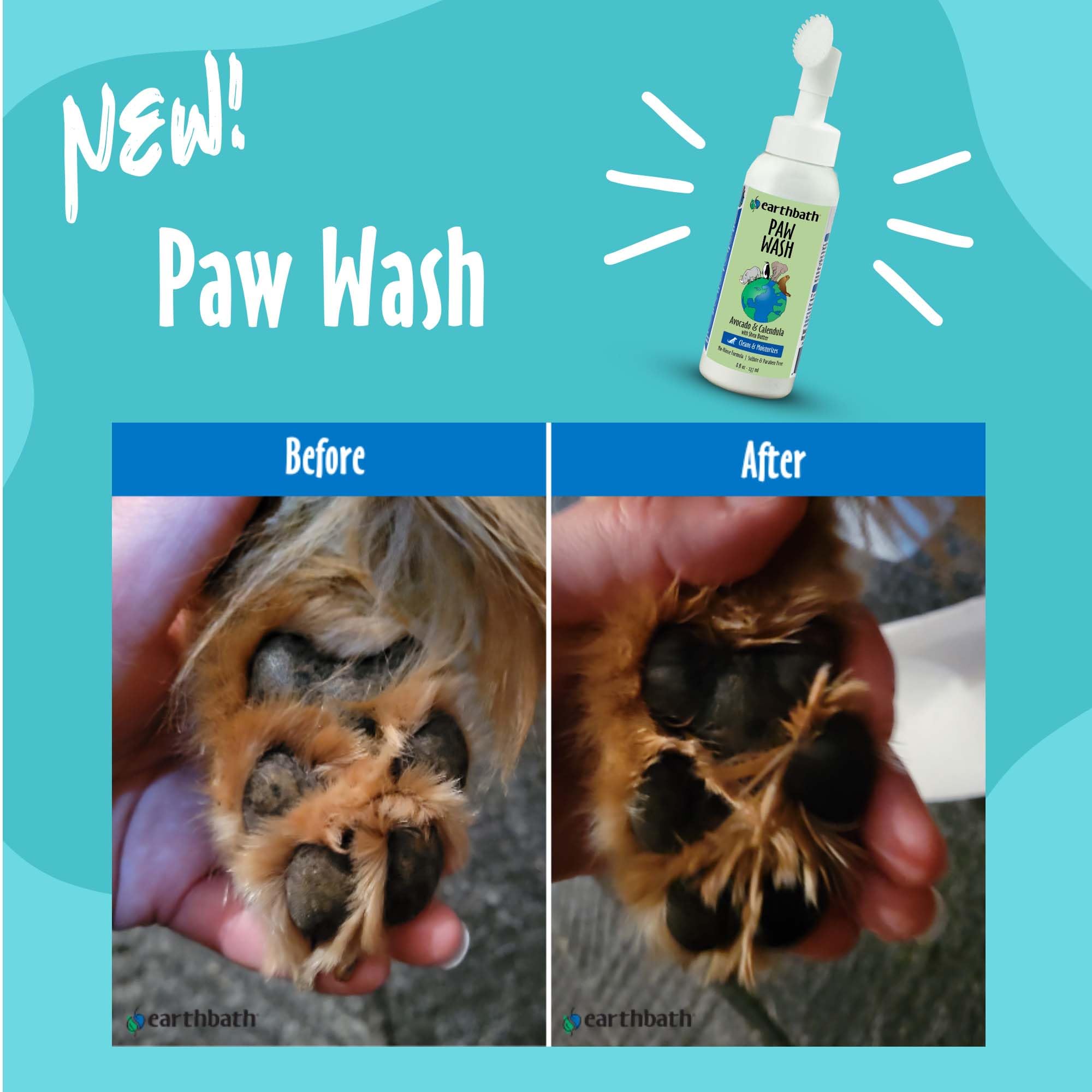 earthbath nettoyage de patte de chien en action pour enlever la boue facilement