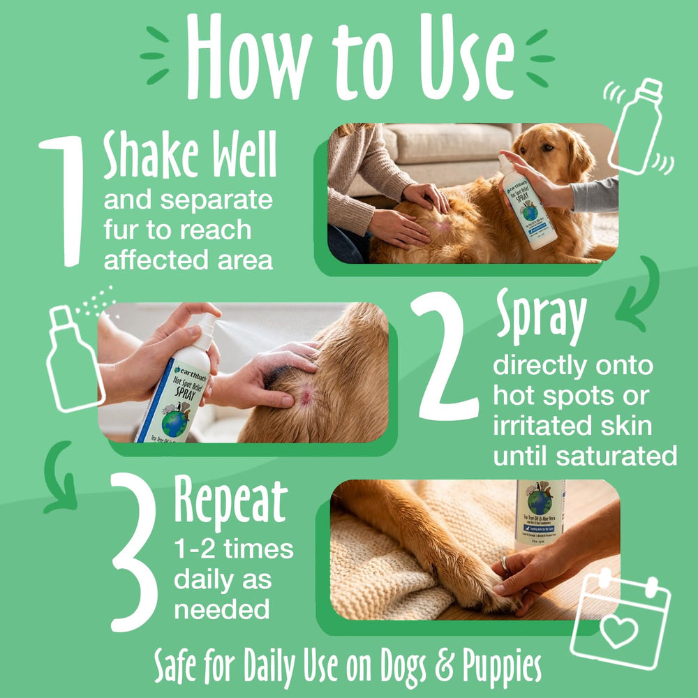 earthbath — application ciblée sur la patte d'un chien pour calmer une zone irritée