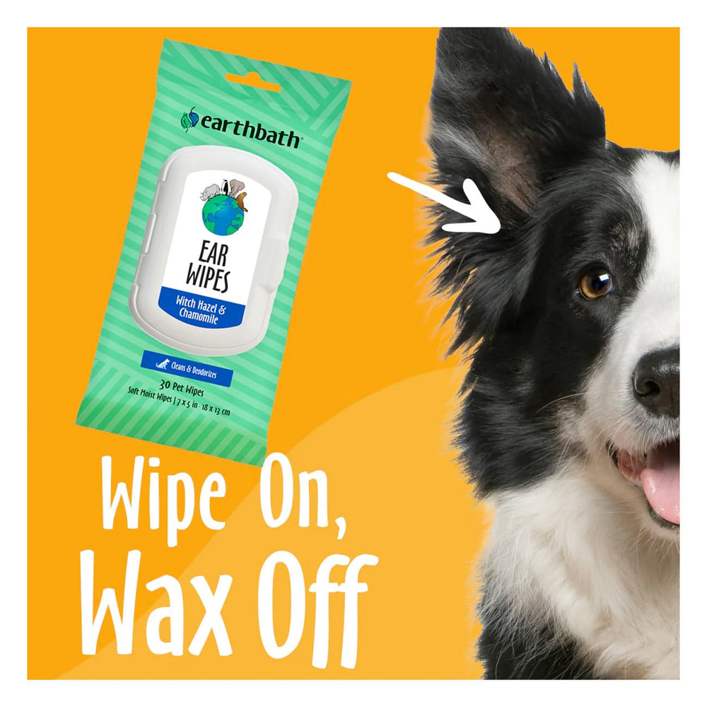 earthbath lingette en usage sur oreille d'animal offrant un nettoyage apaisant