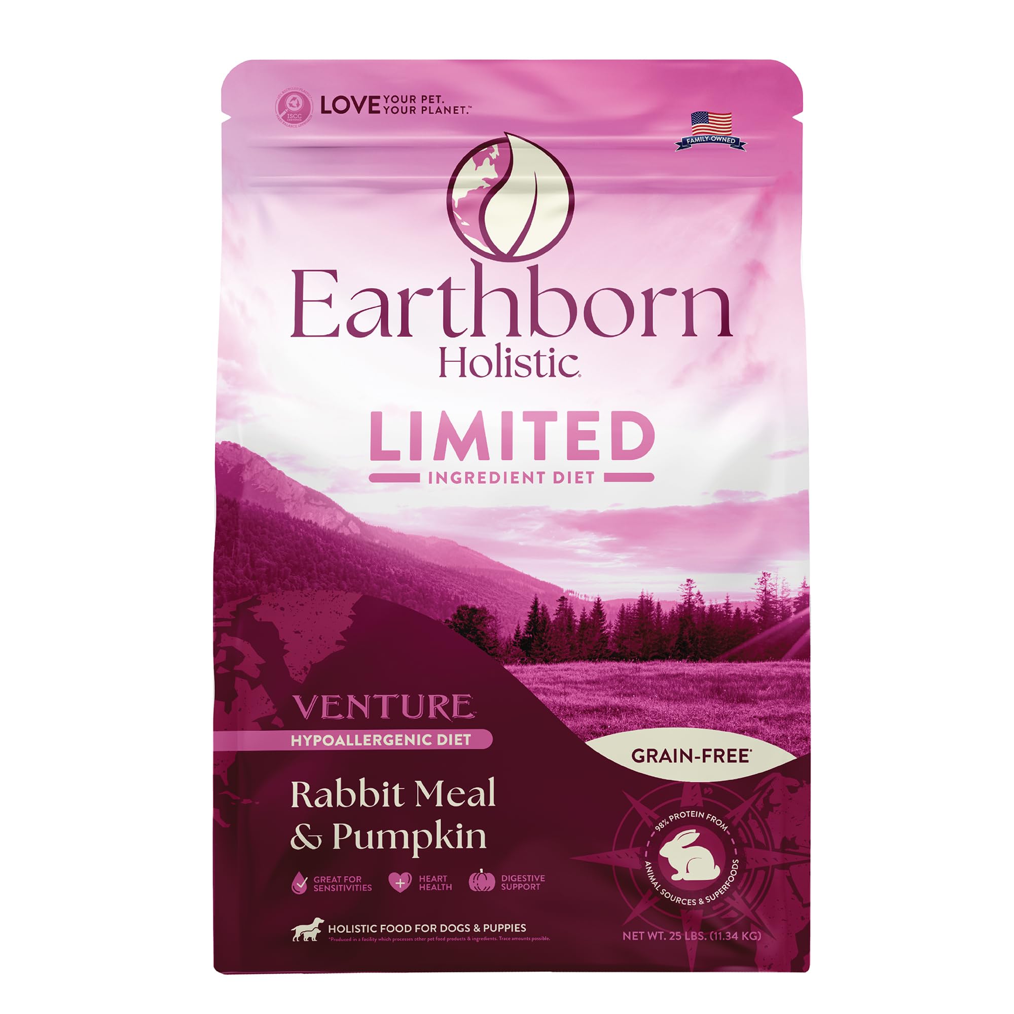 Earthborn Holistic sachet face montrant emballage et bénéfice nutritionnel