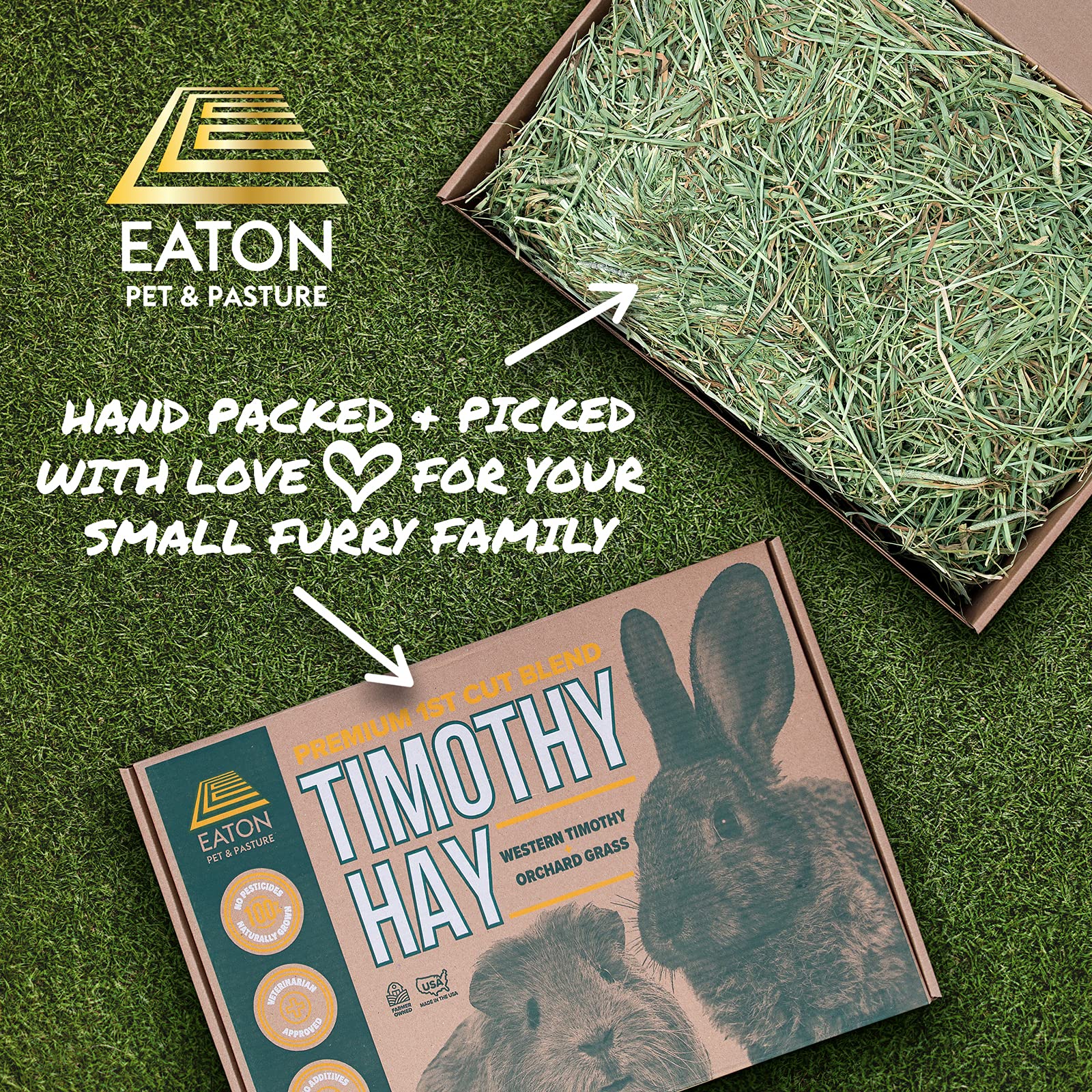 Eaton Pet and Pasture foin dans râtelier démontrant disponibilité alimentaire continue