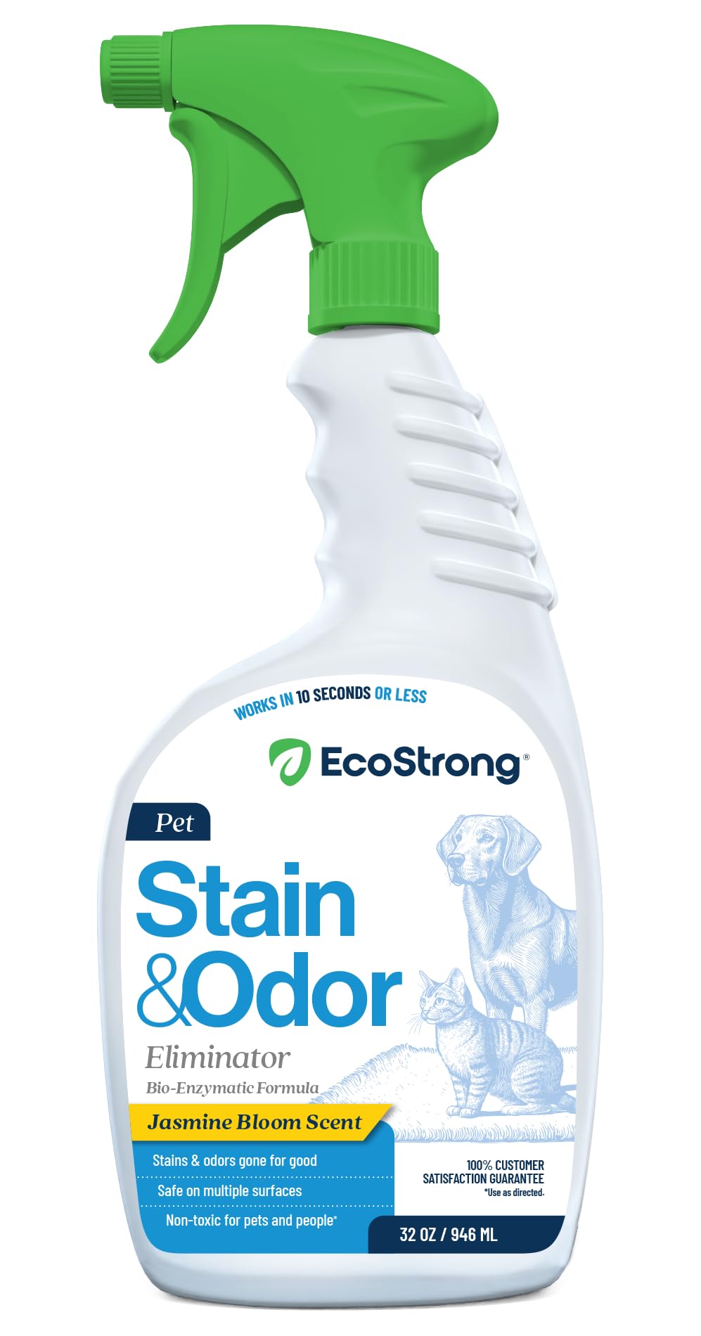 Eco Strong flacon 32 oz montrant l’emballage et l’usage pratique