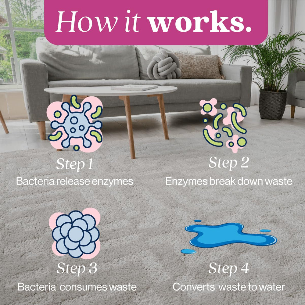 Eco Strong pulvérisé au-dessus d'une litière pour neutraliser odeurs