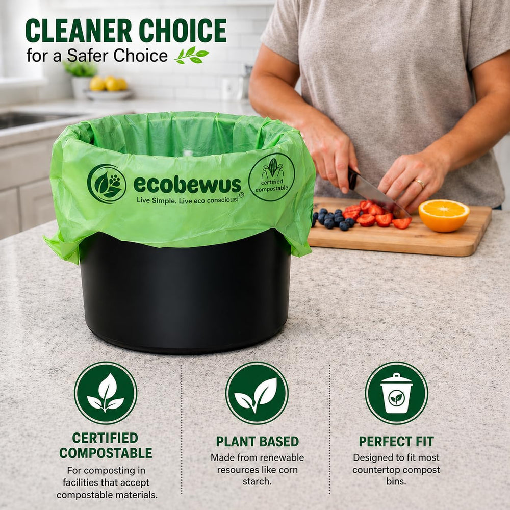 ecobewus sac doublure dans bac de cuisine pour collecte organique pratique