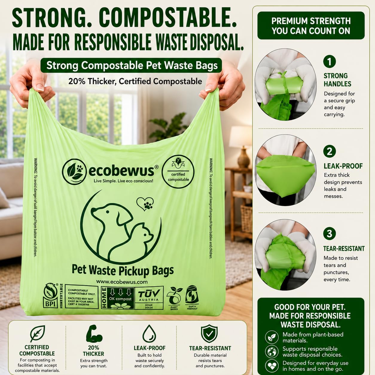 ecobewus étiquettes certifications BPI ASTM OK Compost Home lisibles
