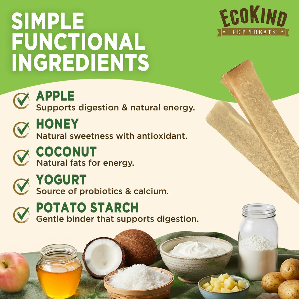 EcoKind ingrédients vrais yaourt noix de coco et pomme soulignant naturalité