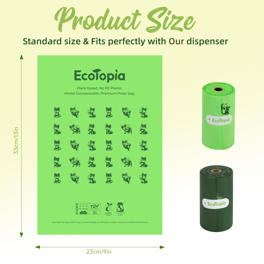 EcoTopia étiquette de certification ASTM D6400 et EN 13432 visible