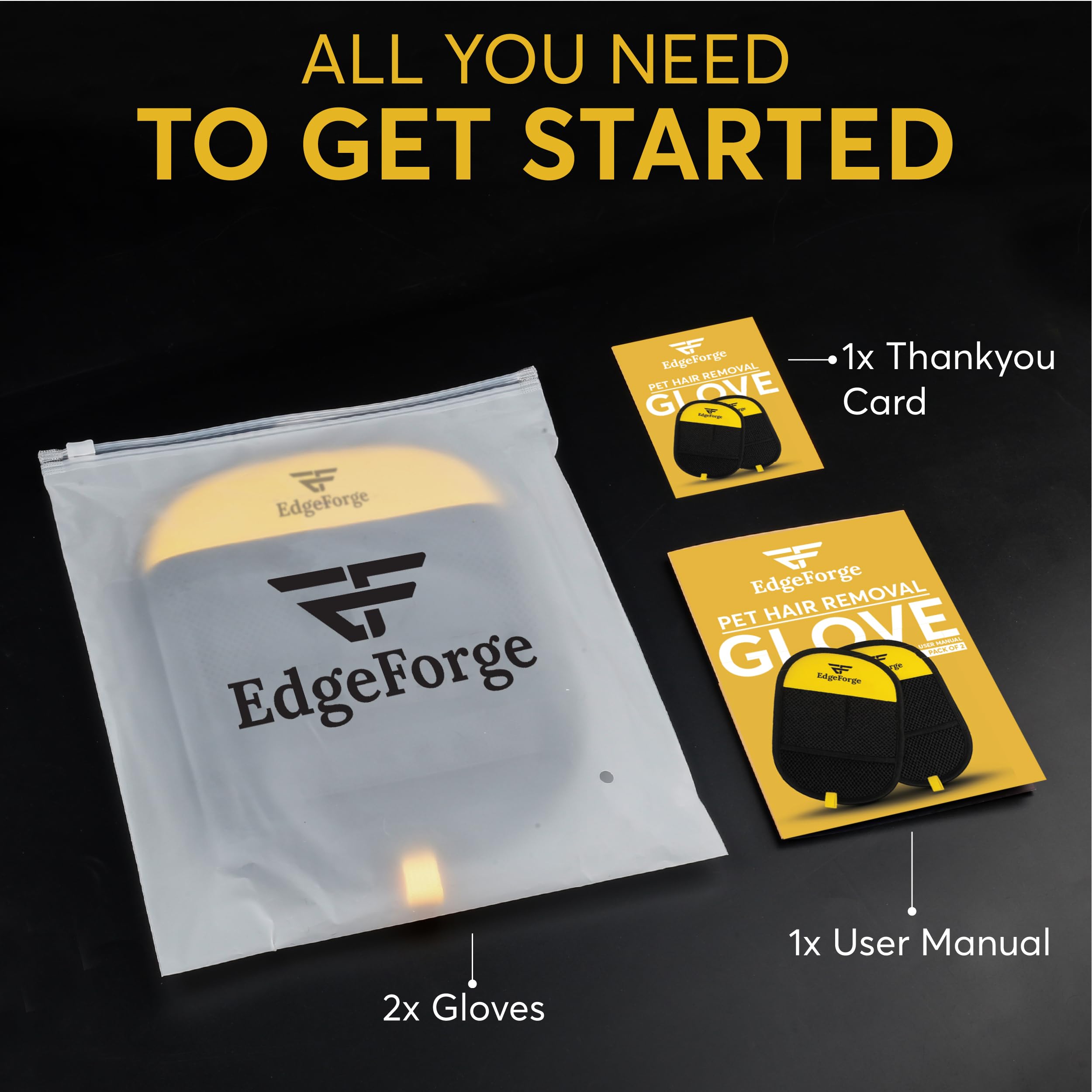 EdgeForge gant après usage montrant poils rassemblés faciles à jeter