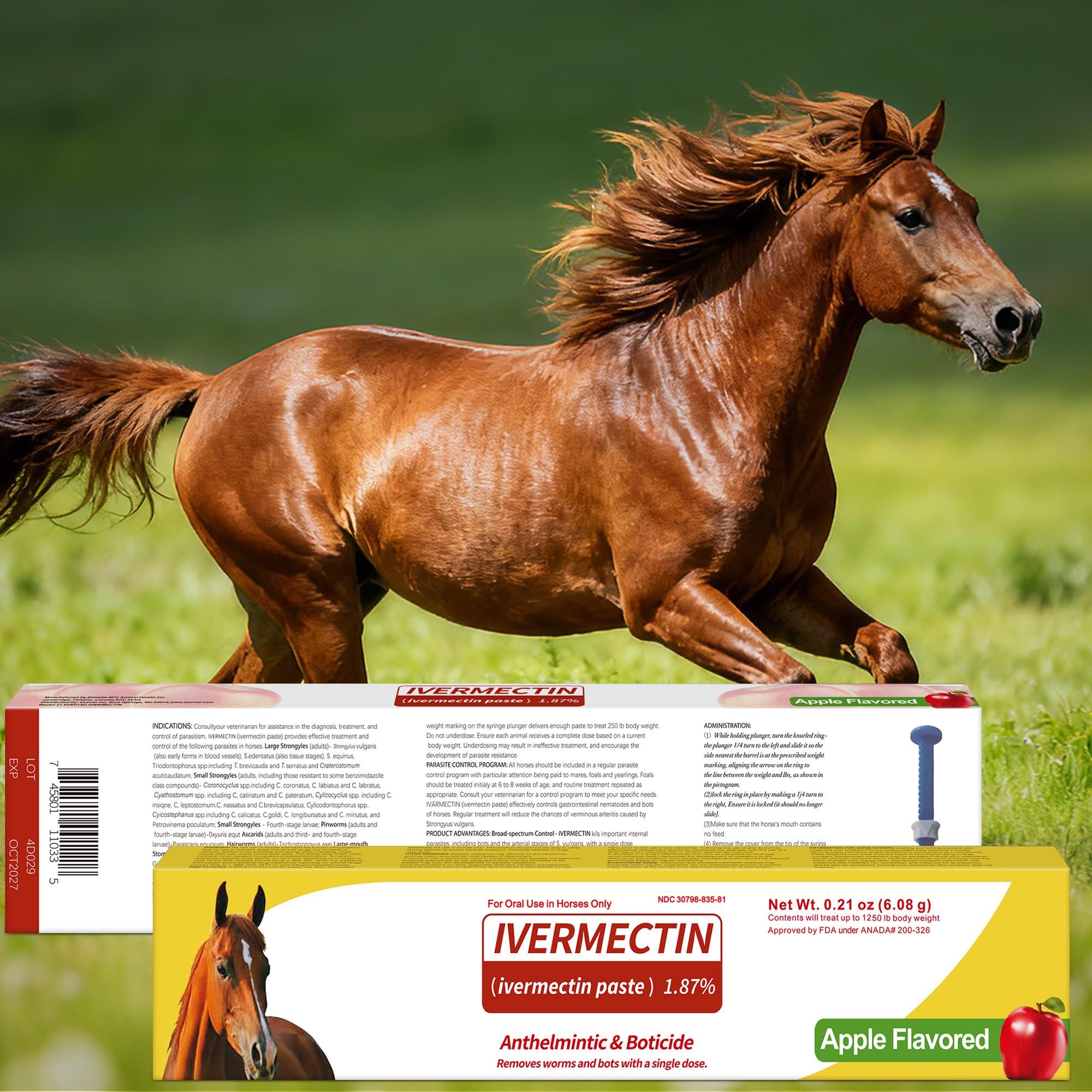 edoia administration dans la bouche du cheval pour moins de stress