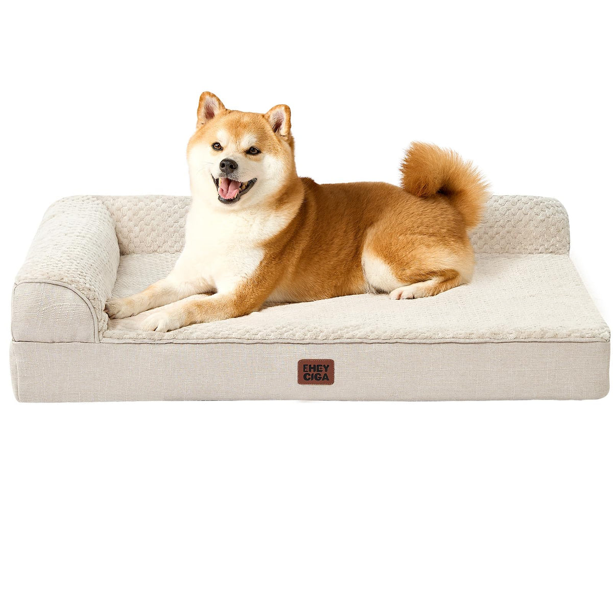 EHEYCIGA lit chien face avant montrant forme et finition pour confort