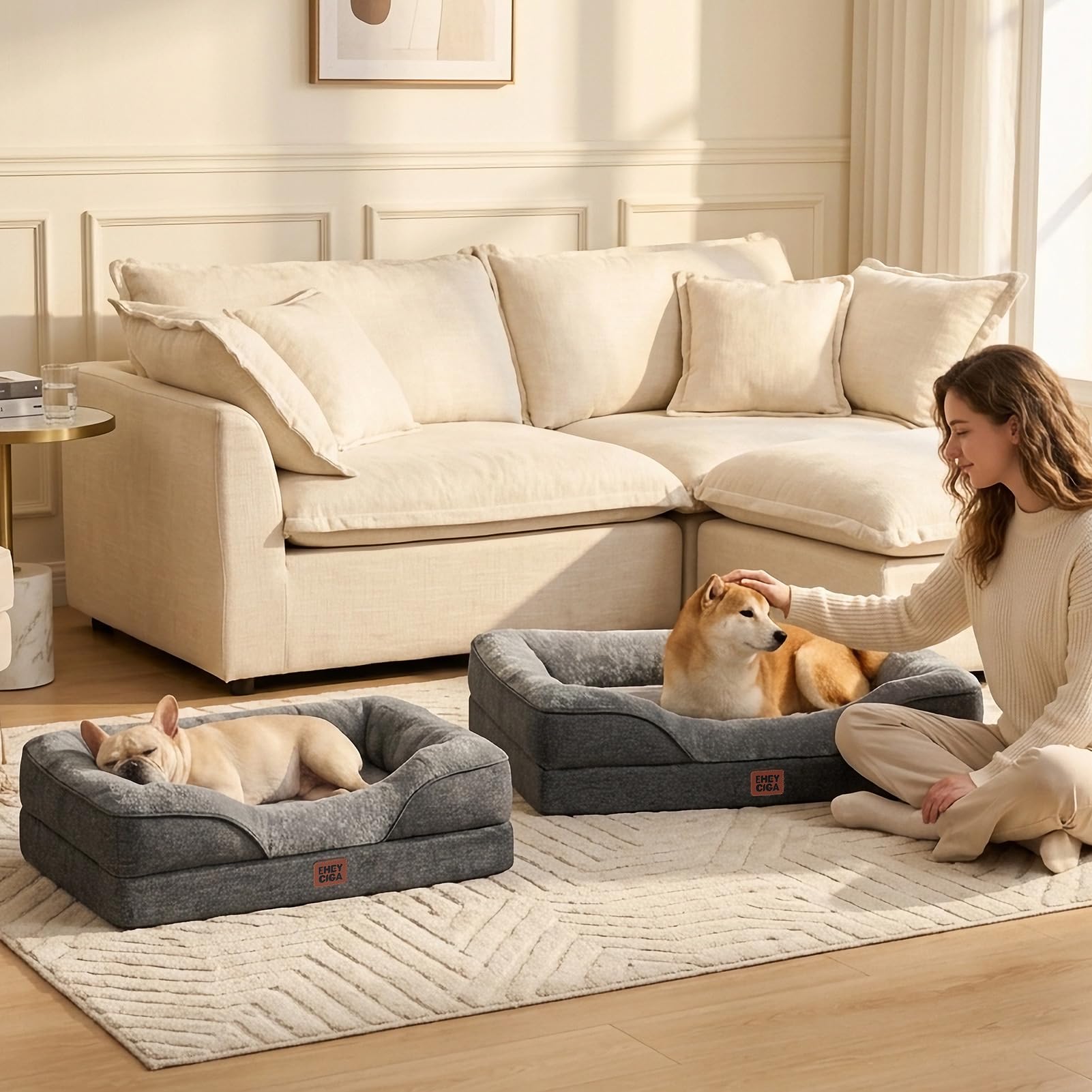 EHEYCIGA lit installé dans un salon pour intégration décorative pratique