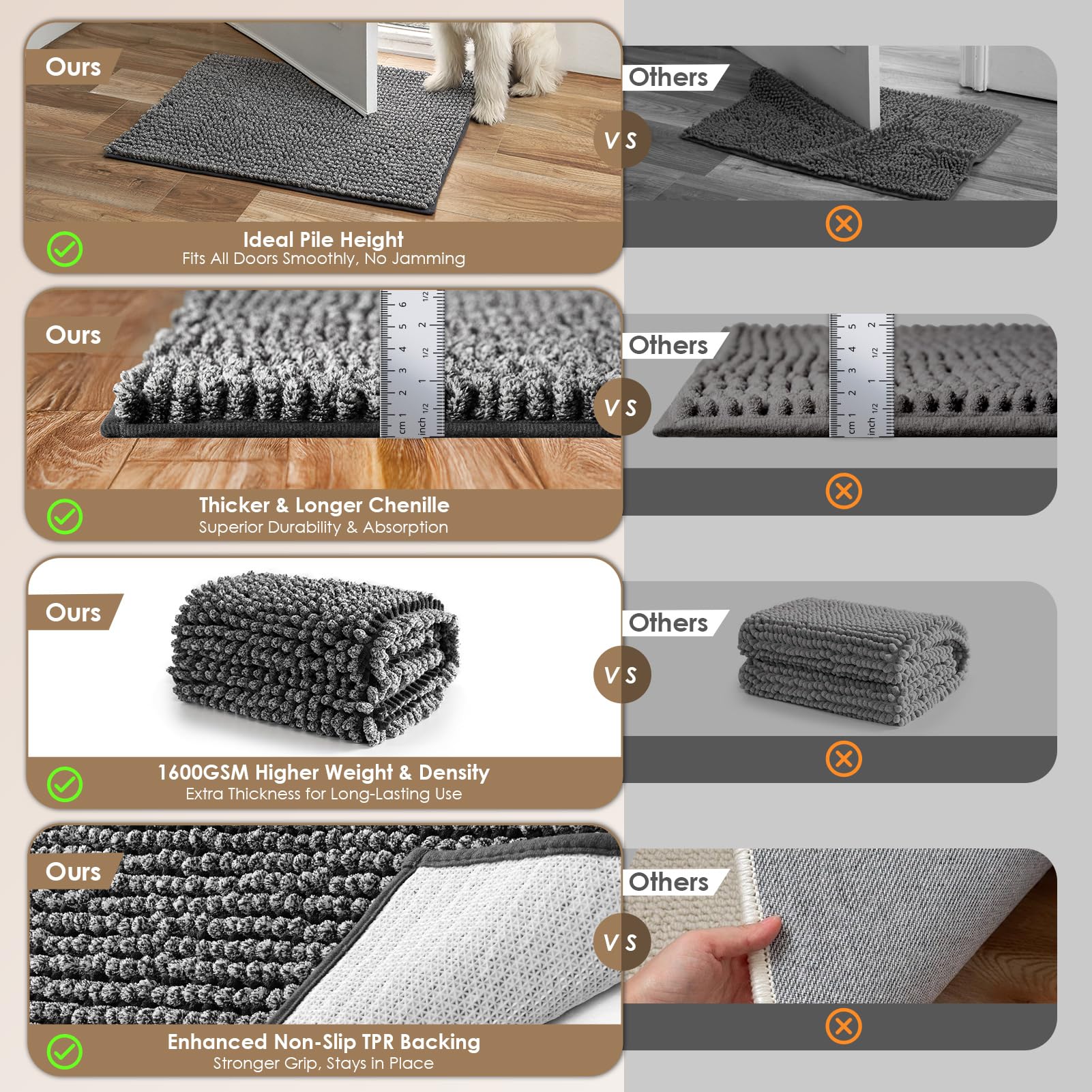 EHEYCIGA gros plan chenille montrant texture absorbante et douce