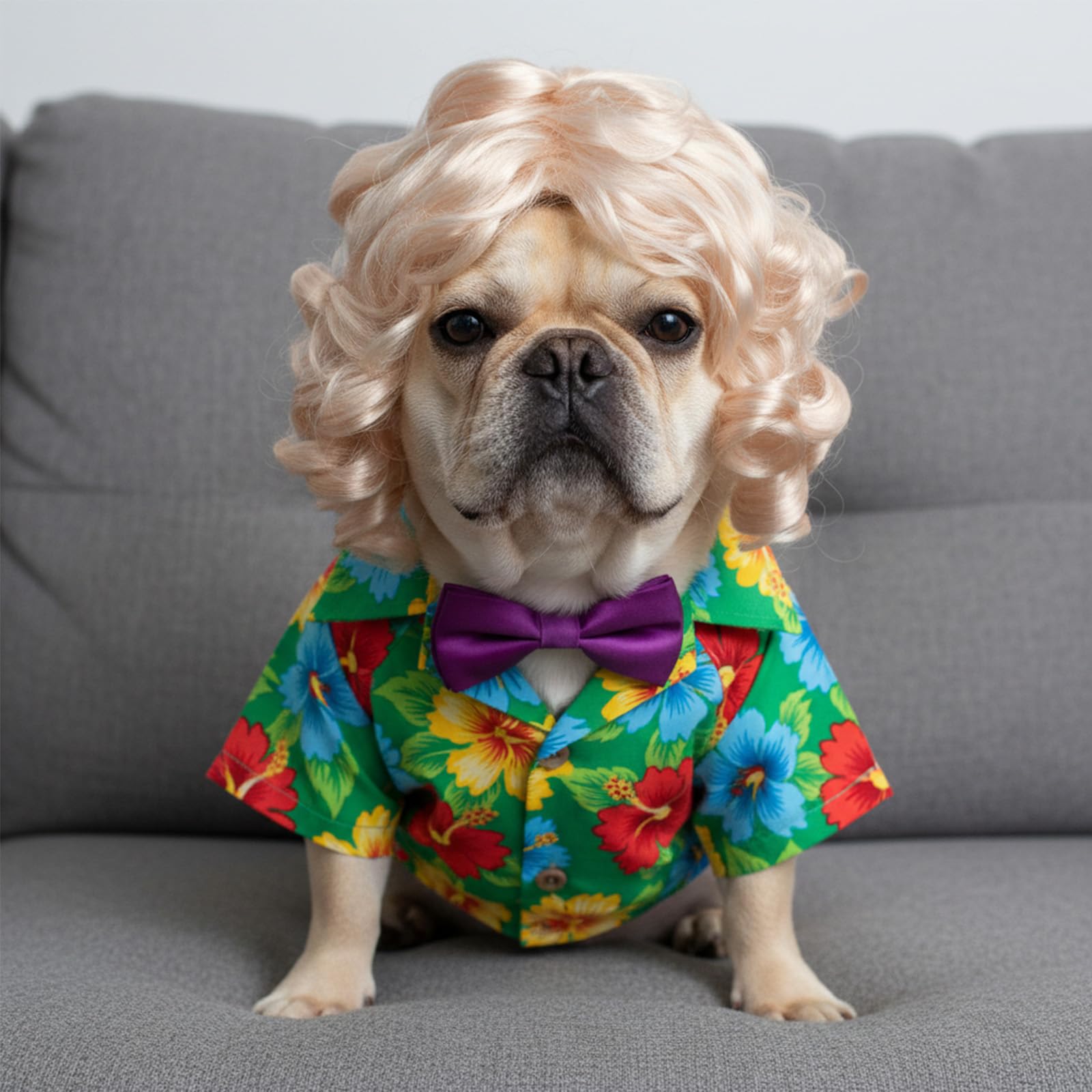 Elegaperma mise en scène lifestyle chien habillé pour événement spécial