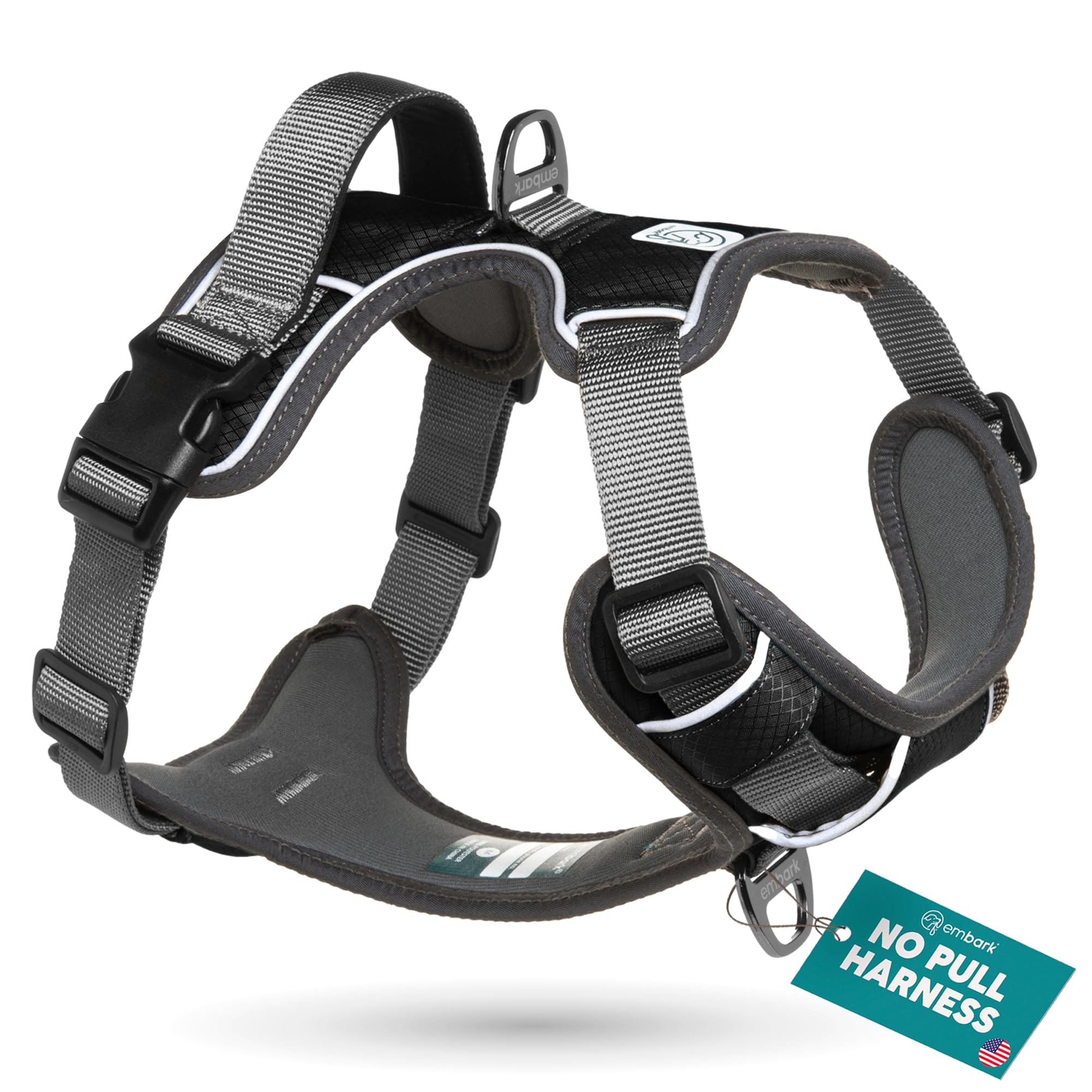 Embark Pets harnais face avant montrant maintien et sécurité