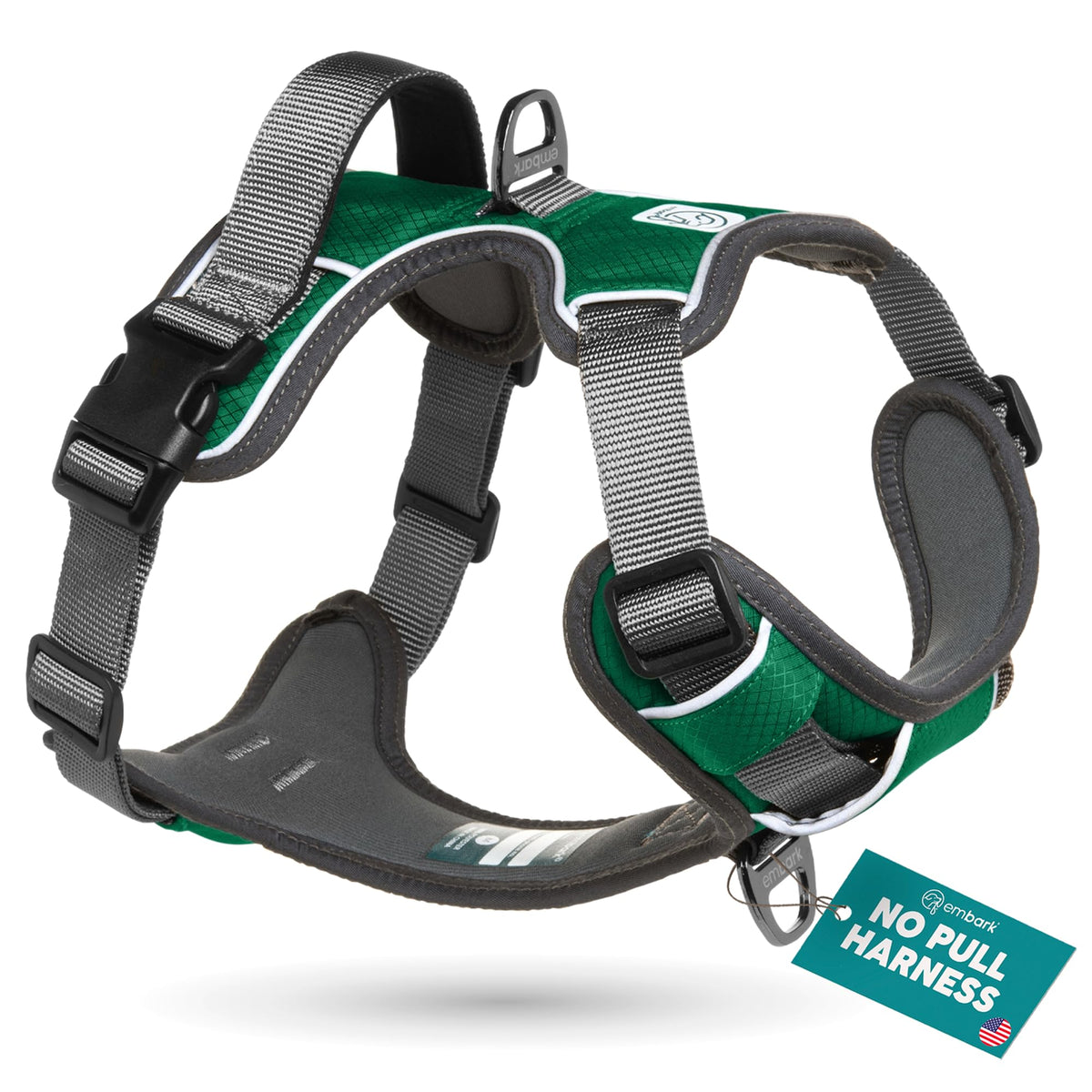 Embark Pets harnais face avant montrant un ajustement sécurisé et confortable