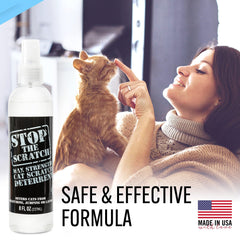 Emmy's Best spray utilisé sur canapé pour prévenir griffures