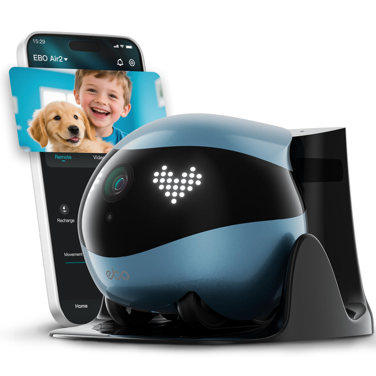 Enabot EBO Air 2 face avant montrant le design compact et pratique